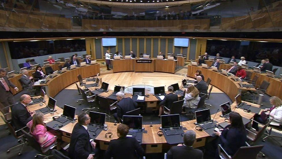 AMs in the Senedd chamber