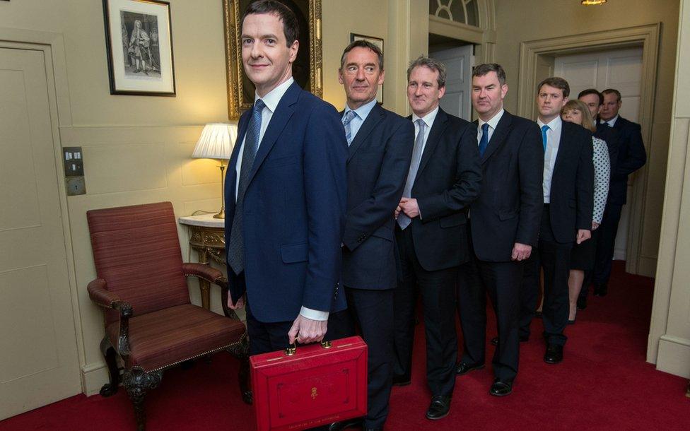 Chancellor of the Exchequer George Osborne and his Treasury team in March 2016