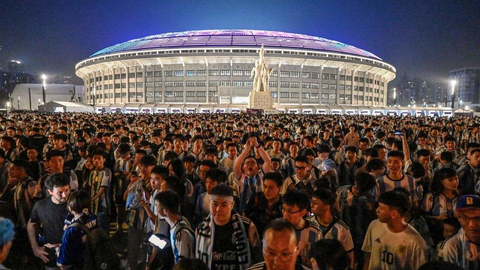 Fans outside the Workers Stadium in Beijing