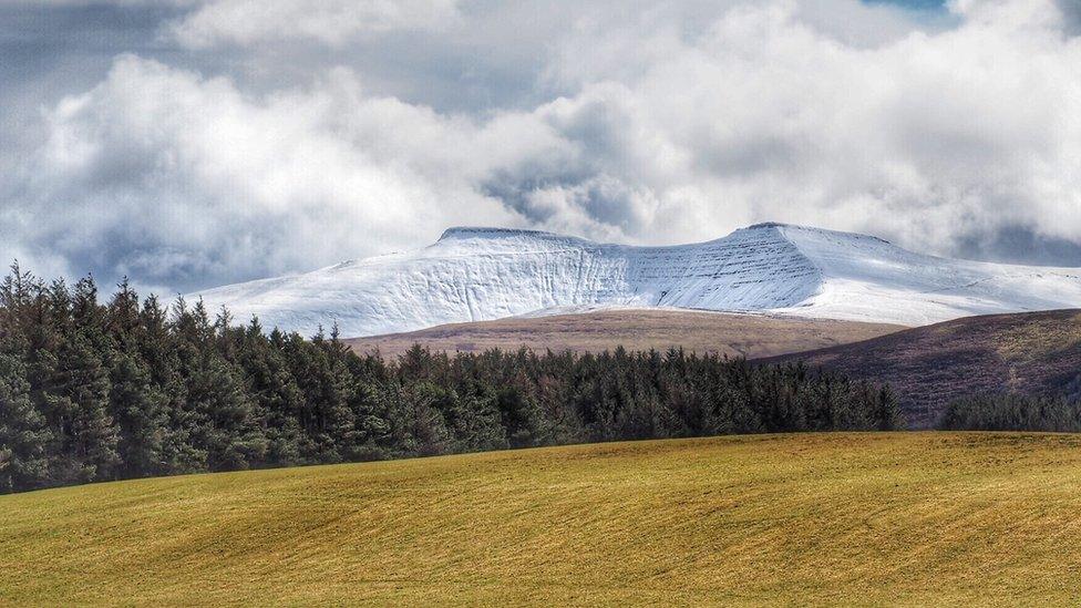 Pen y Fan and Corn Du taken from Mynydd Illtud Common by Bob Williams