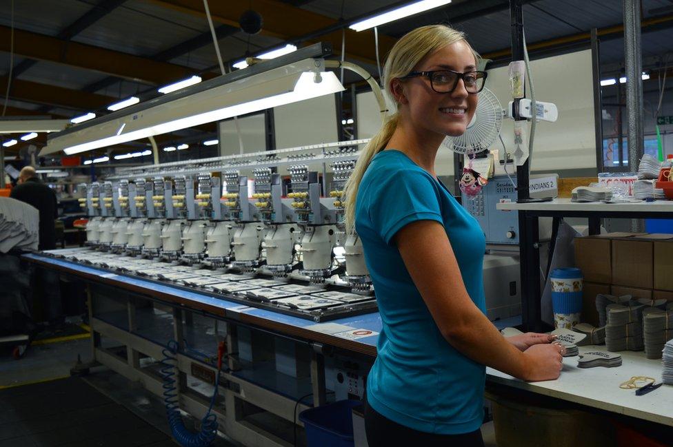 Casey at her machine