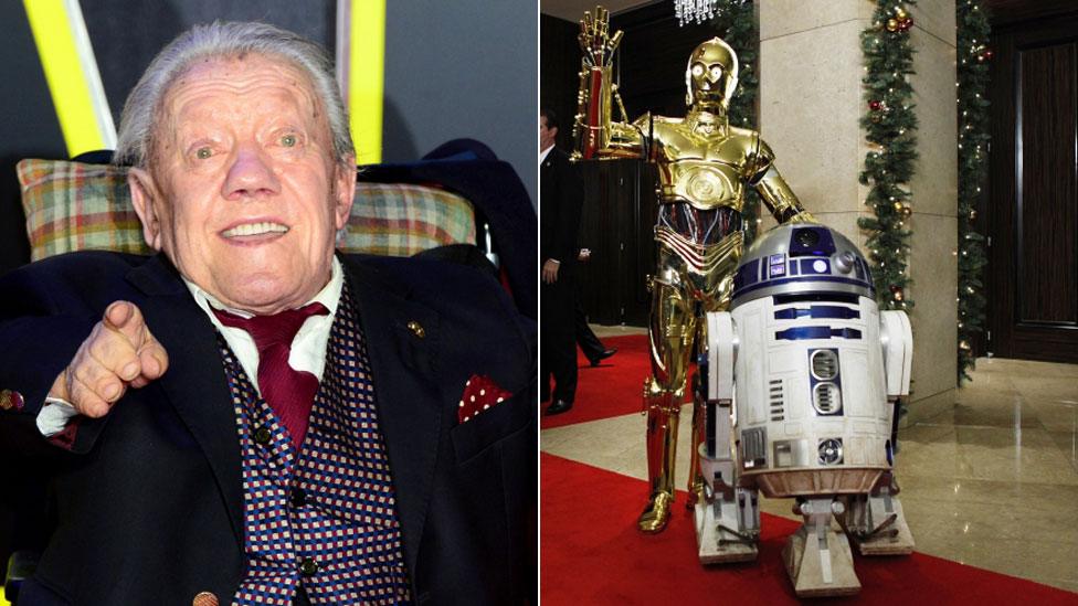 Kenny Baker/C-3PO with R2-D2