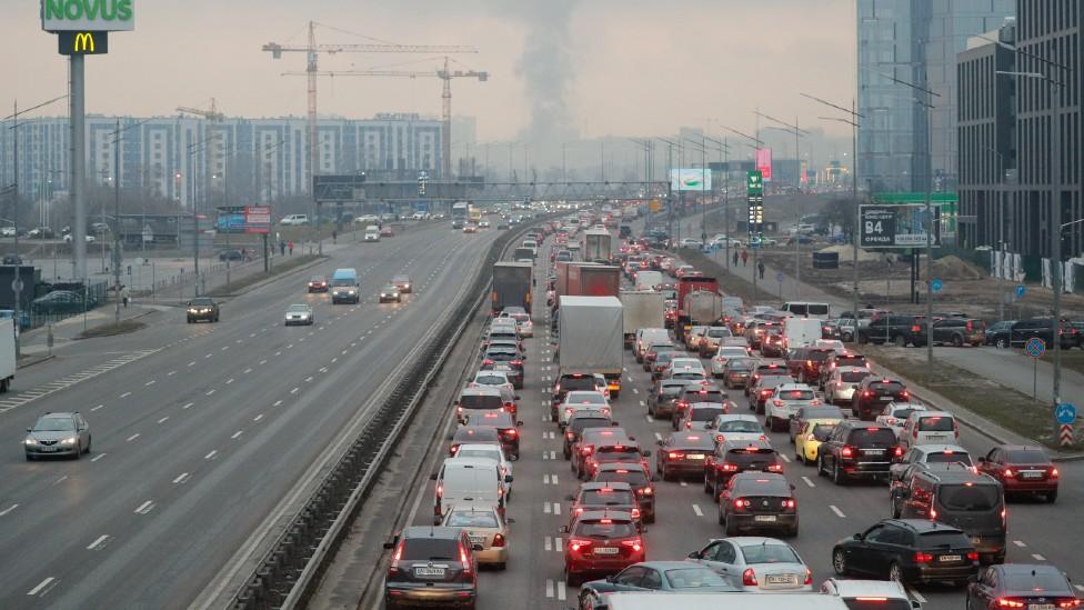 Queues coming out of Kyiv