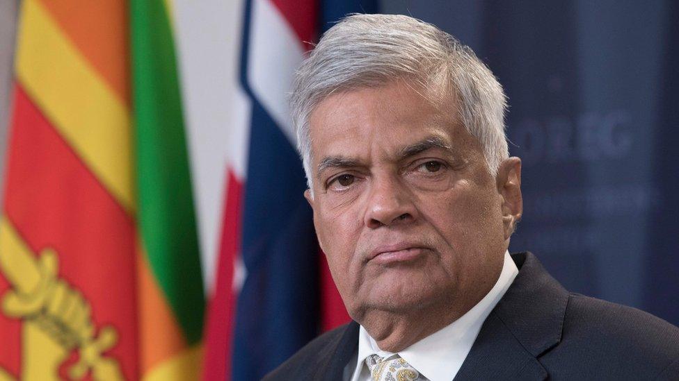 Ranil Wickremesinghe attends a joint press conference with Norway"s Prime Minister after their meeting in Oslo, Norway, on October 5. 2018