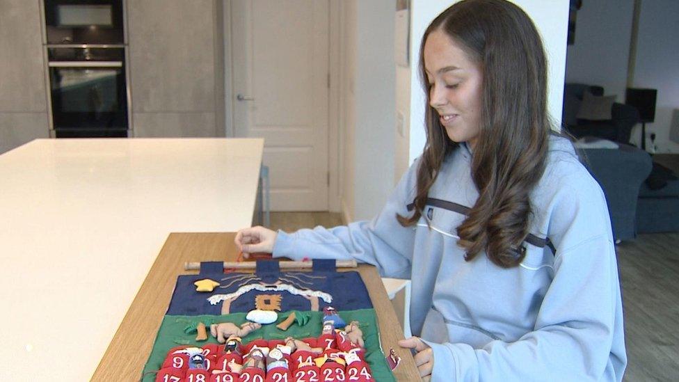 Megan with her 'fear food advent calendar'