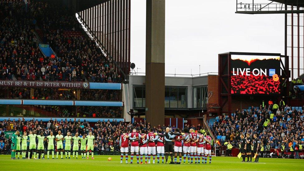 Players at Aston Villa's match with Manchester City