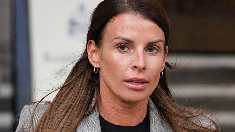 Coleen Rooney leaving the High Court on Monday after giving more evidence