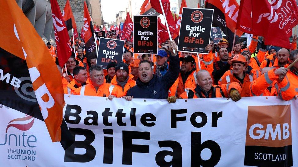 BiFab workers on demo