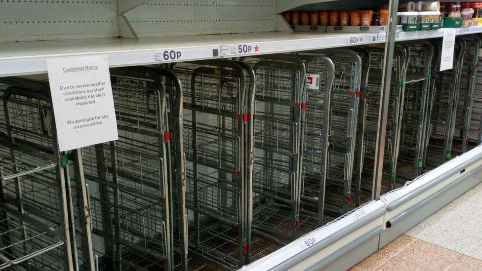 Empty shelves in Edinburgh shop