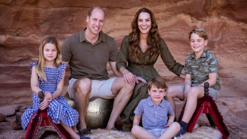 The Duke and Duchess of Cambridge with children Prince George and Louis and Princess Charlotte