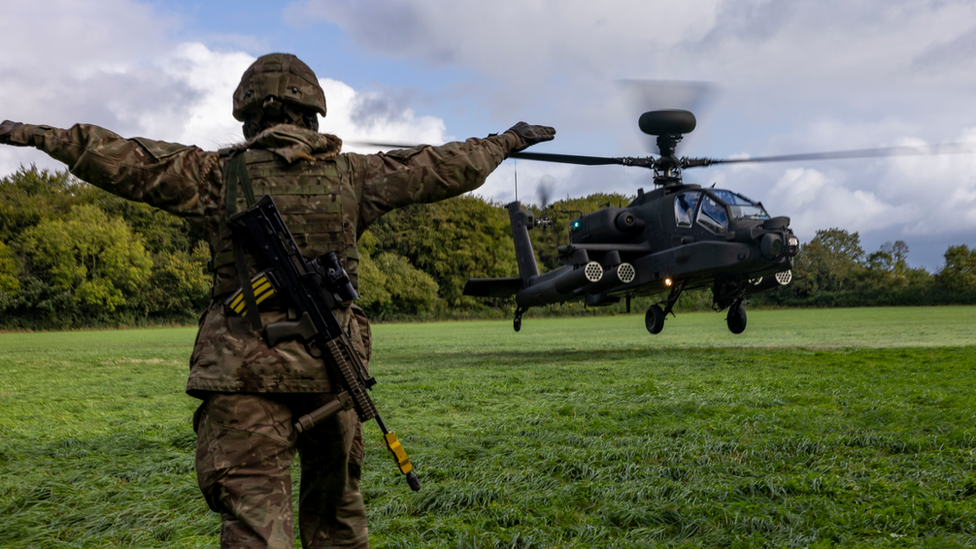 The new Apache helicopter during its testing process