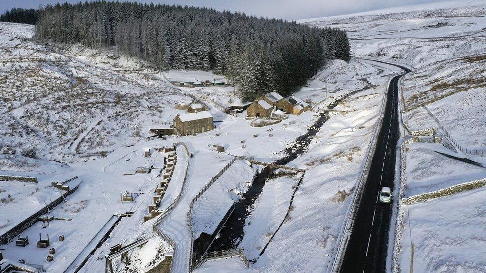 Aerial view of Killhope mining museum