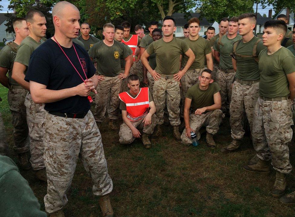 Marines training in park