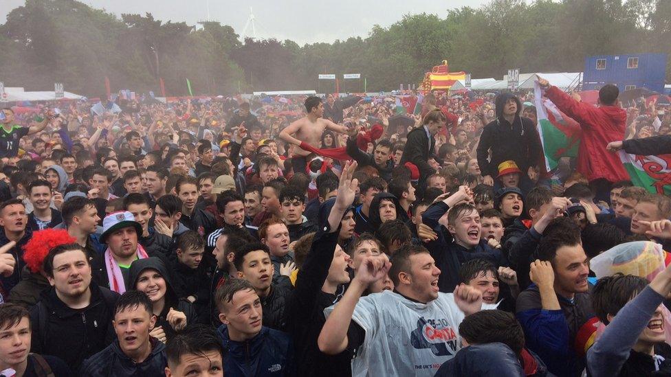 Supporters at Cardiff fan zone