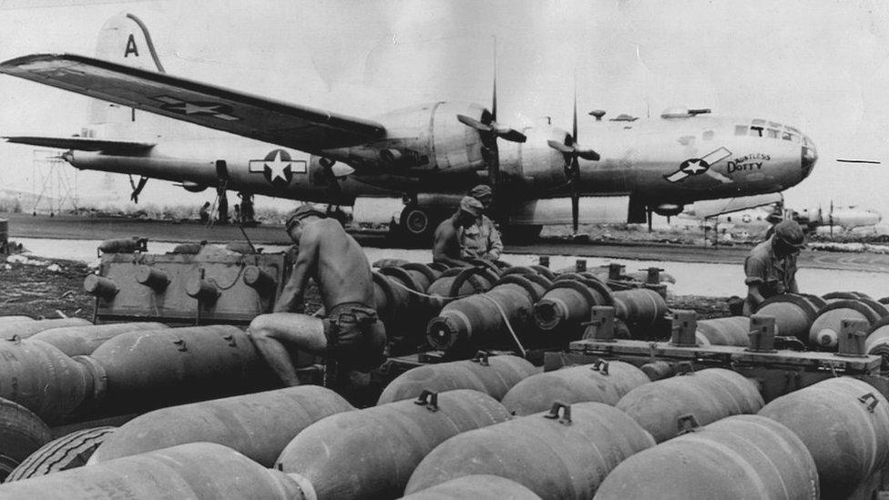 B-29 Superfortress bombers on Saipan after its conquest by US forces in 1944