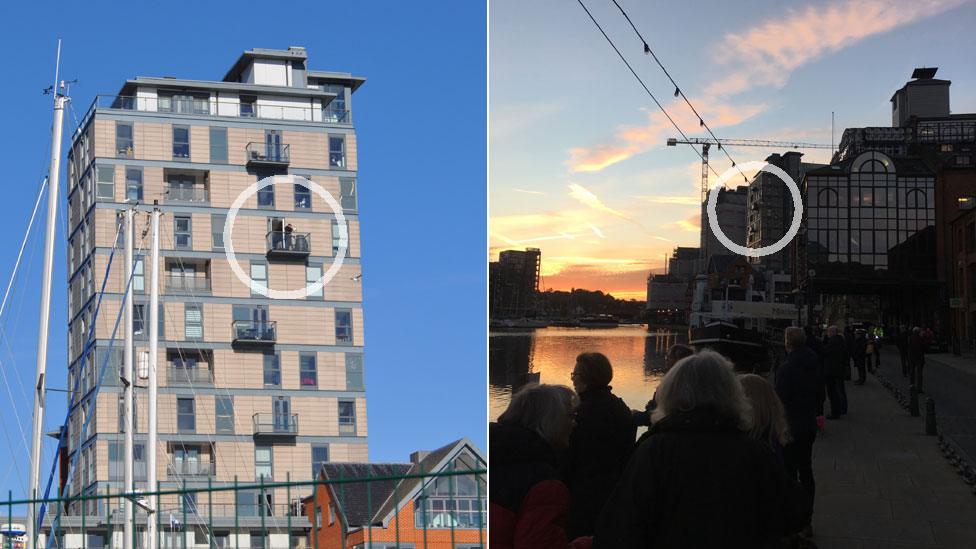 Ipswich waterfront flats with balcony circled