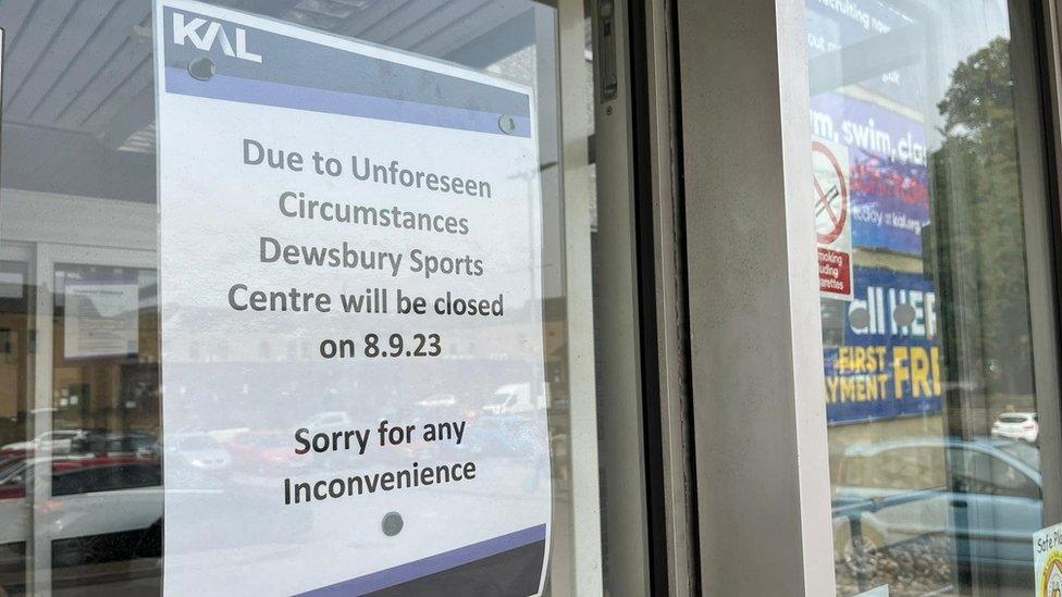 Sign on Dewsbury Sports Centre entrance