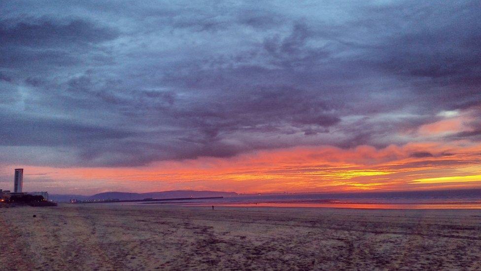 A moody Swansea sky: Matthew Davies captured sunrise from the city