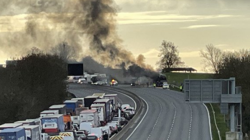 M6 lorry fire Stafford