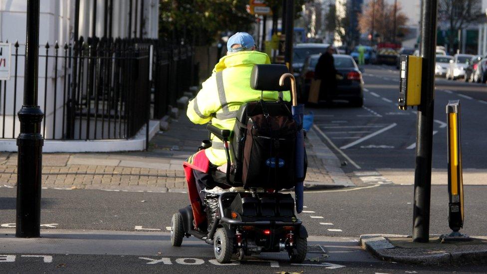 Person using a mobility scooter