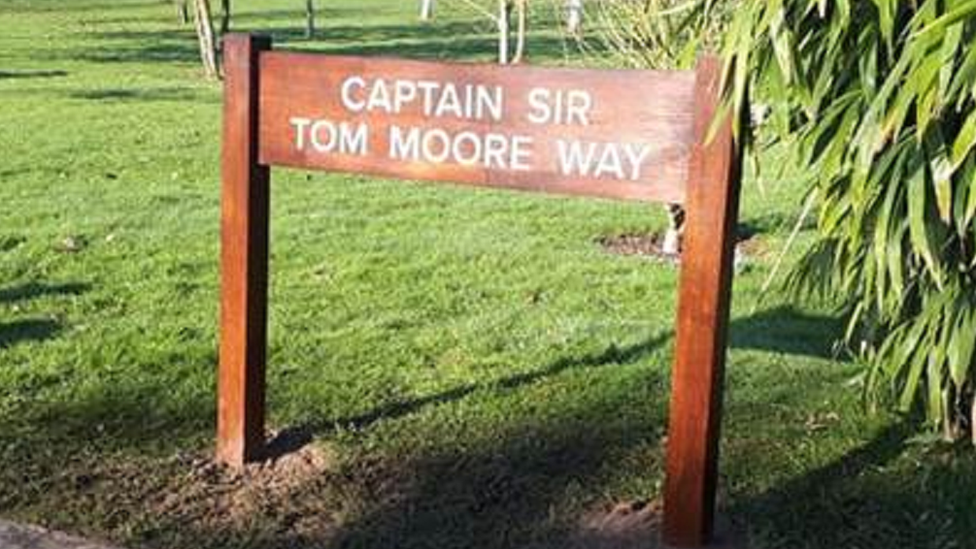 Sign for Captain Sir Tom Moore way