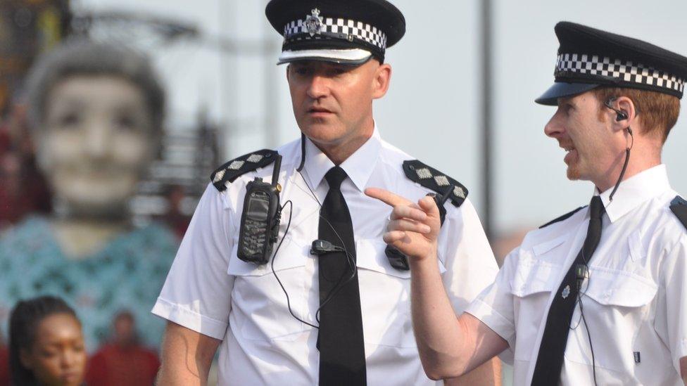 Merseyside Police officers at the 2014 Giants event