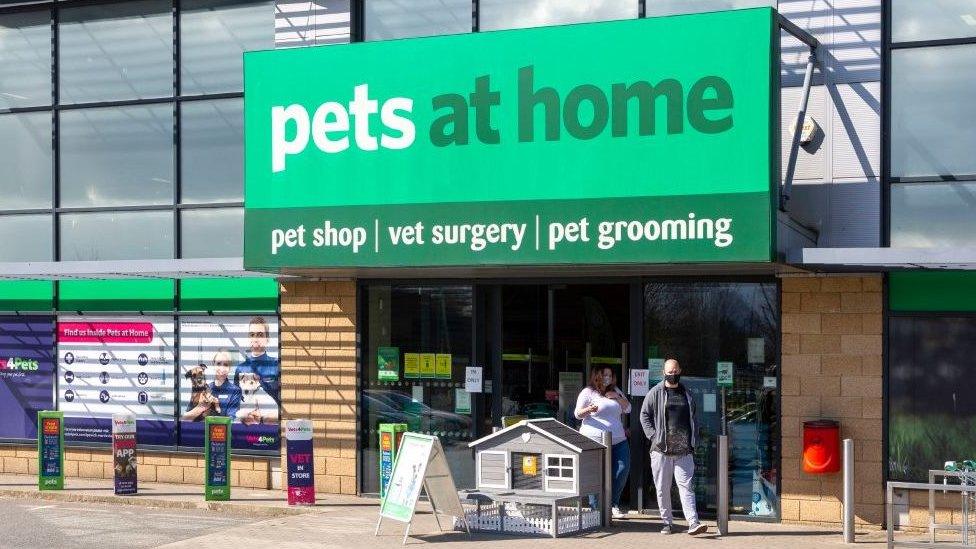 Front of a large Pets at Home shop