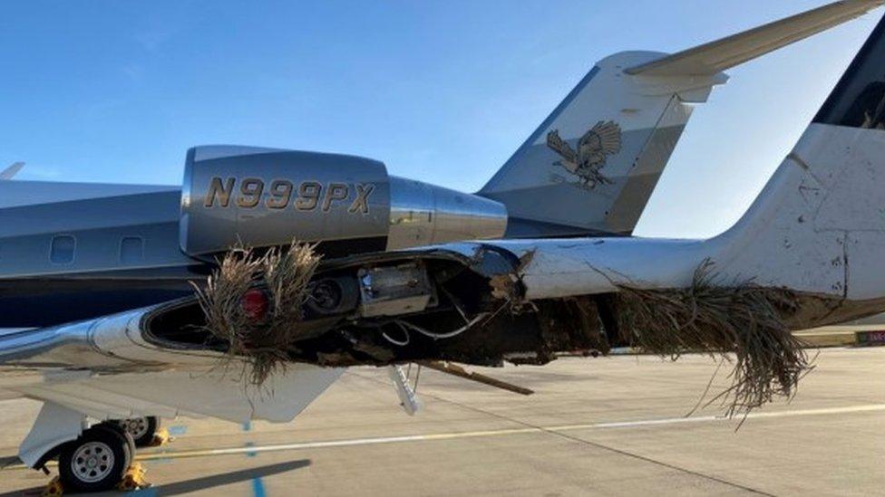 Damaged wingtip of the Bombardier