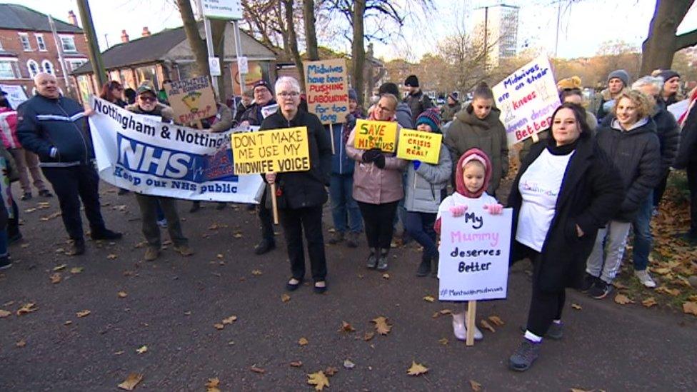 Midwife march in Nottingham