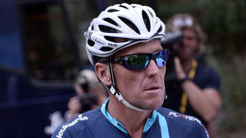 US cyclist Lance Armstrong in France to ride a stage of The Tour De France for a leukaemia charity