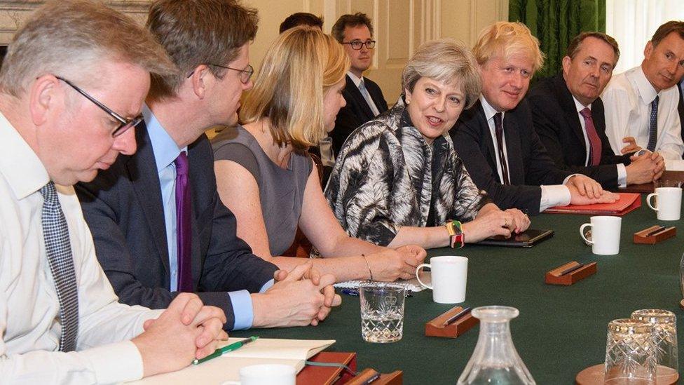 Theresa May chairs a meeting of her cabinet in July