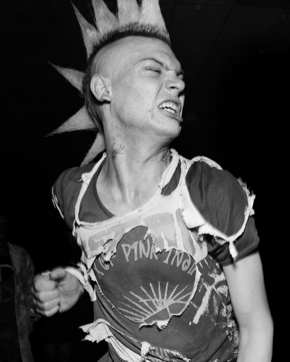 A man dancing at The Station, Gateshead, 1985