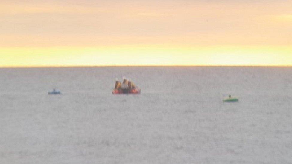 The coastguard rescues two people on inflatables in the sea