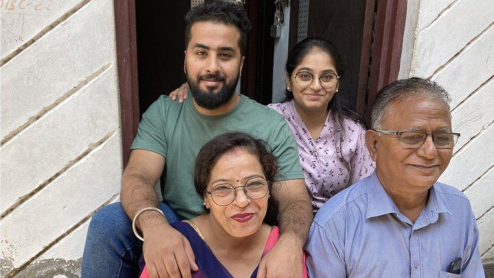 Aastha with her parents and brother