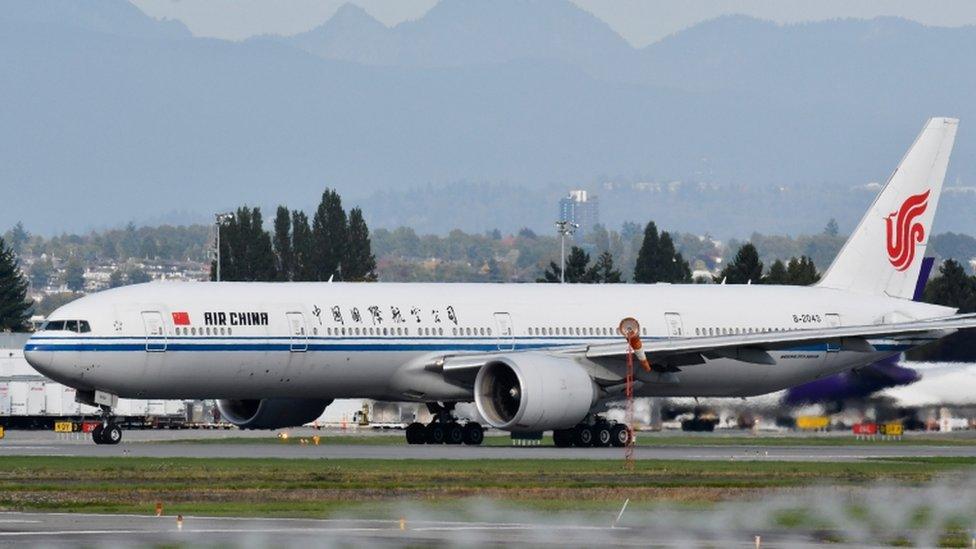 An Air China flight bound for Shenzhen, believed to be carrying Huawei CFO Meng Wanzhou, takes off from Vancouver International Airport in Richmond