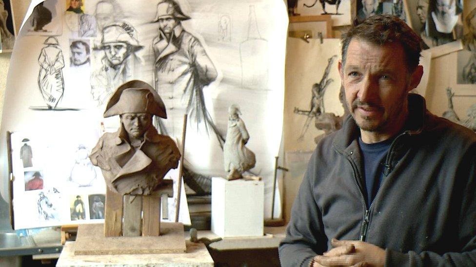 Sculptor Emmanuel Michel in his studio