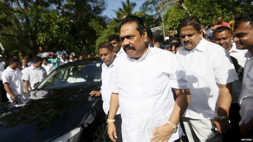 Former Sri Lankan president Mahinda Rajapaksa at his residence in Medamulana (01 July 2015)