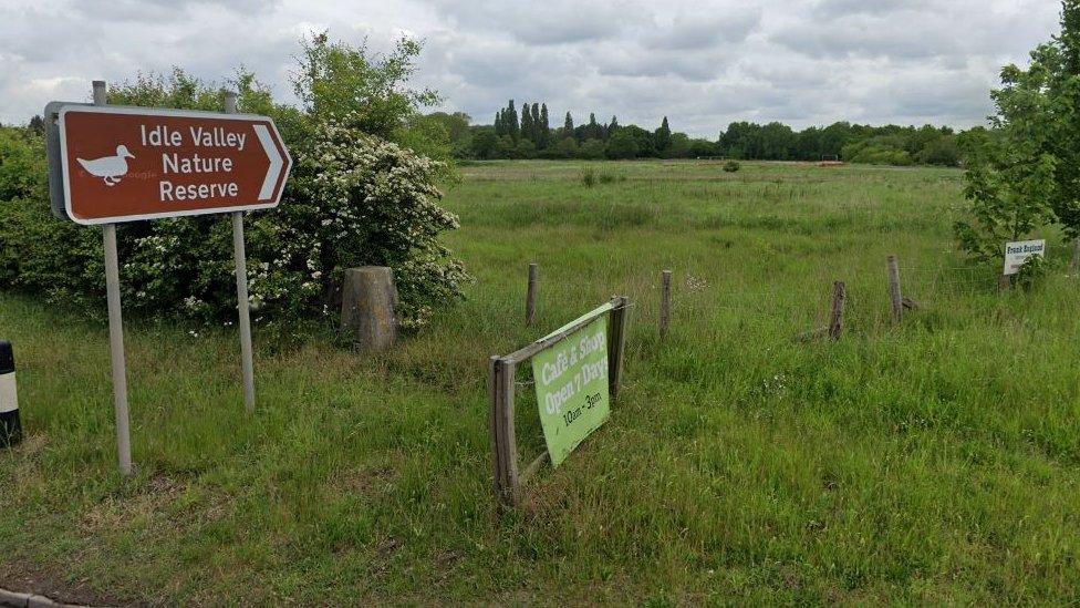 Sign for Idle Valley Nature Reserve on North Road