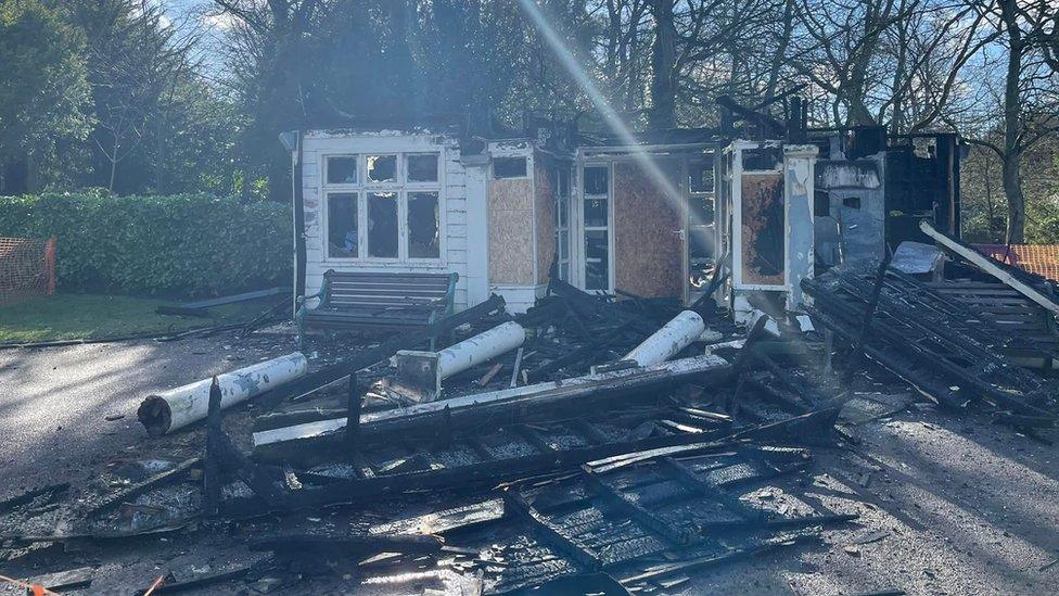 Saltwell Park bowling pavilion after the blaze