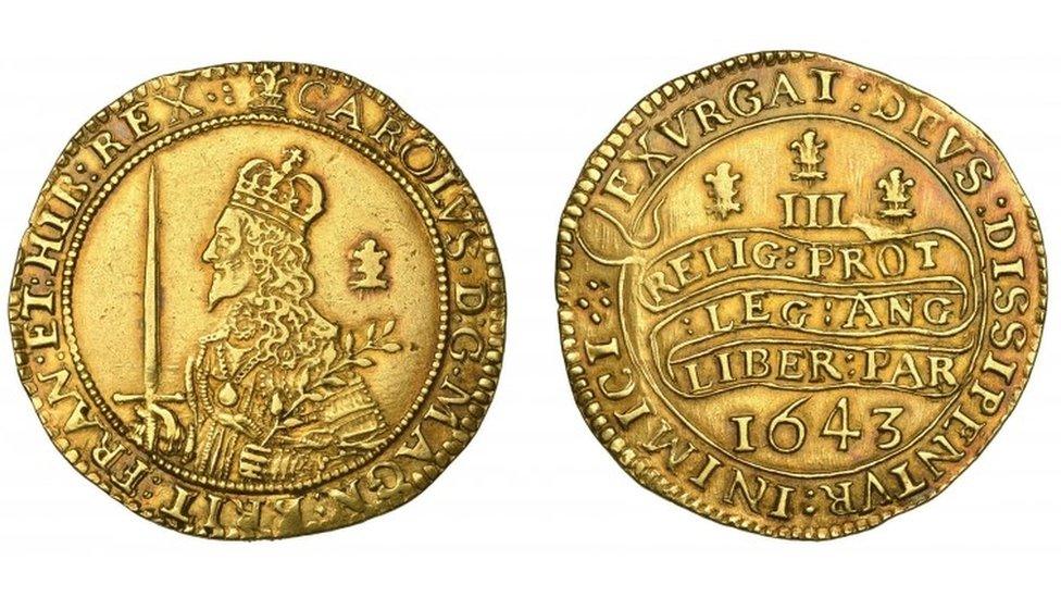 Tripe Unite coin from the reign of Charles I