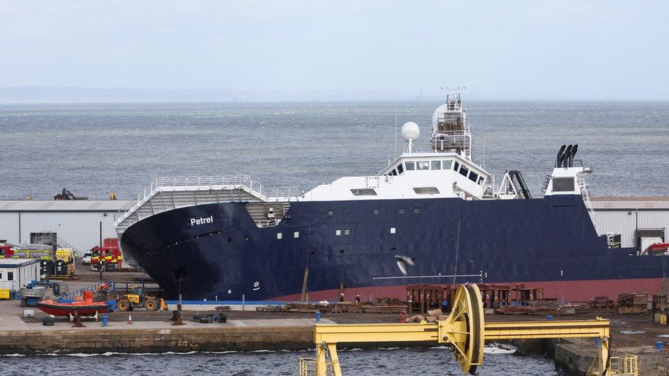 RV Petrel toppled at Leith Docks