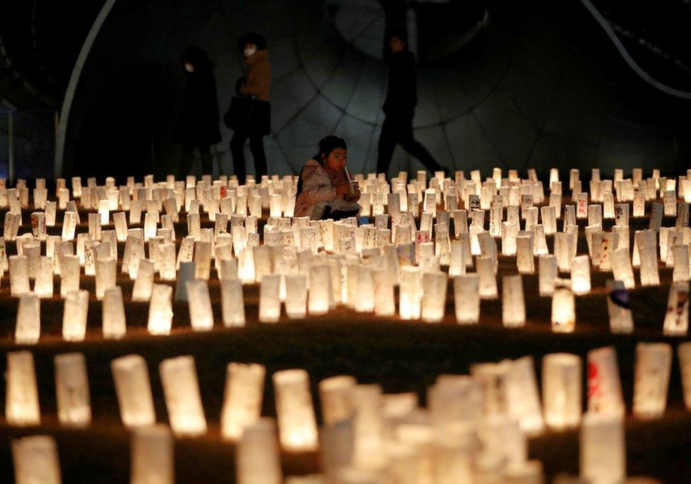 Paper lanterns are lit for the victims on the anniversary of the earthquake and tsunami disaster. Tokyo, Japan, 11 March 2021