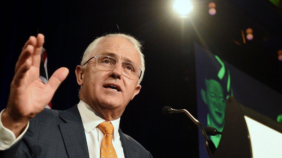 Malcolm Turnbull speaks at a podium