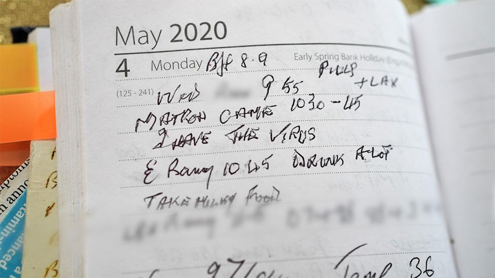 Diary entry 4 May 2020 reads: I have the virus