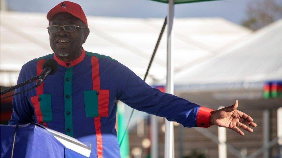 Hage Geingob dressed in Swapo party colours at an election rally, Windhoek, 23 November 2019