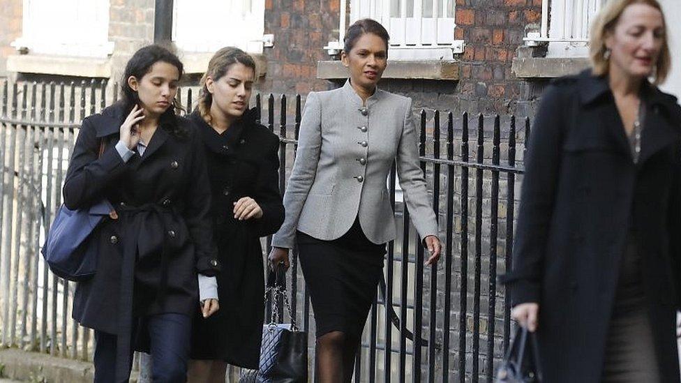 Gina Miller, centre, arriving at the High Court on the second day