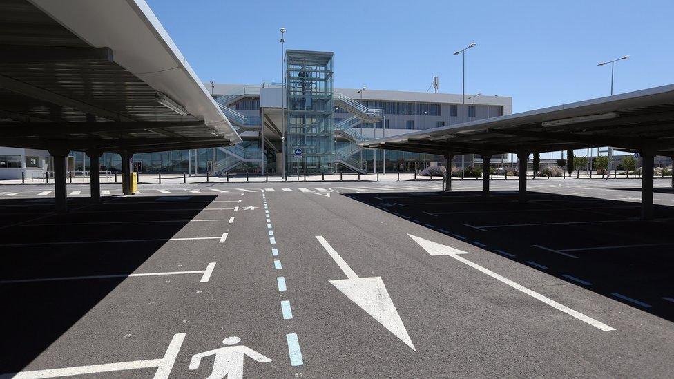 The virtually empty car park in front of Ciudad Real International Airport