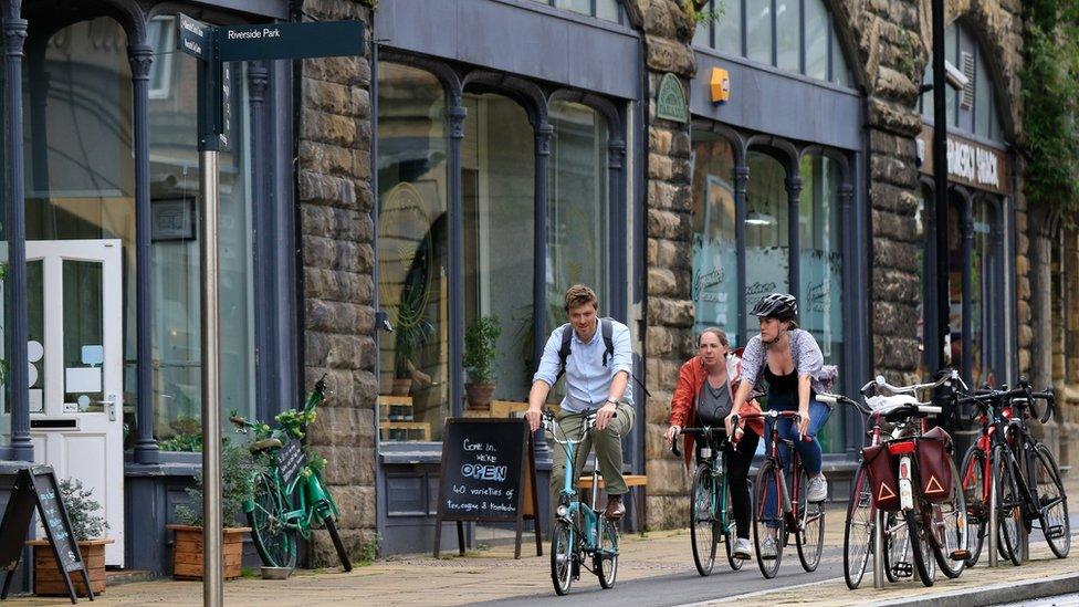 Cyclists use one of the new lanes