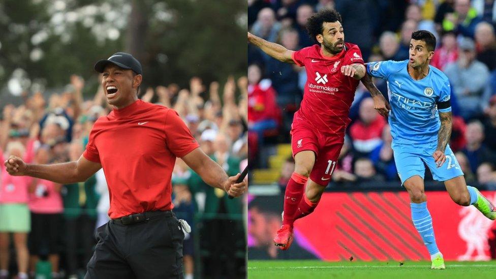 Tiger Woods, Mo Salah and Joao Cancelo.