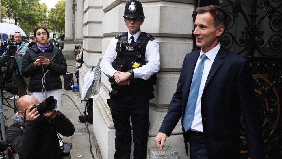 Jeremy Hunt arrives at Downing Street in London